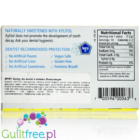 Spry Cinnamon - sugar free, gluten free chewing gum with xylitol