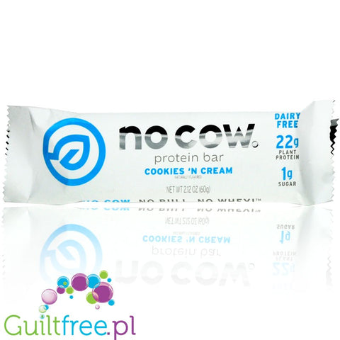 No Cow Cookies N' Cream vegan keto protein bar with stevia, monk fruit and erythritol