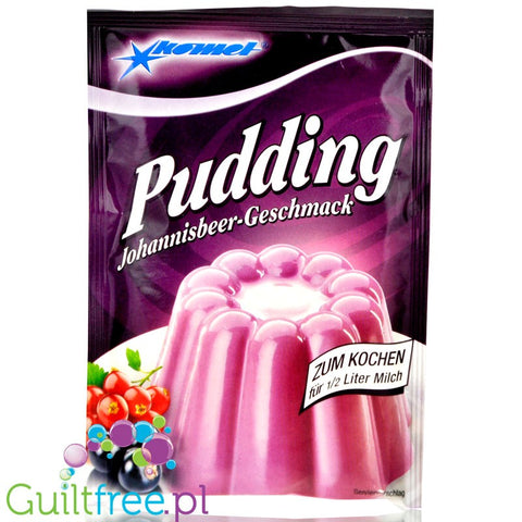 Komet, sugar free and sweeteners free Redcurrant pudding