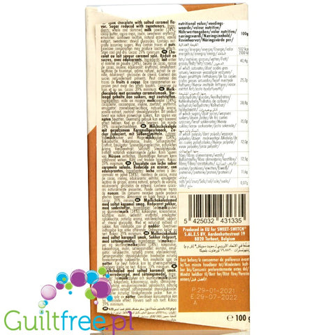 Sweet Switch Salz-Karamell Schokolade - no added sugar milk chocolate with salted caramel pieces