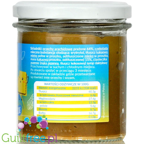 Krukam Milky ChocoCookie - sweet spread with cookie pieces, sugar free