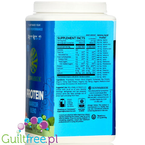 Sunwarrior Protein Warrior Blend 0,75kg, Natural - vegan protein powder with acai, goji & quinoa, sachet