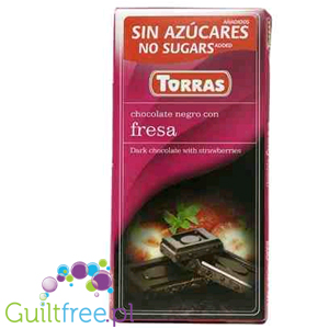 Torras ark chocolate with no added sugar, strawberry pieces