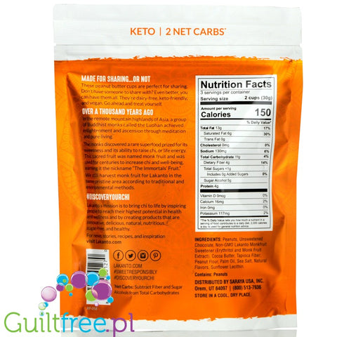 Lakanto No Sugar Added Dark Chocolate Peanut Butter Cups