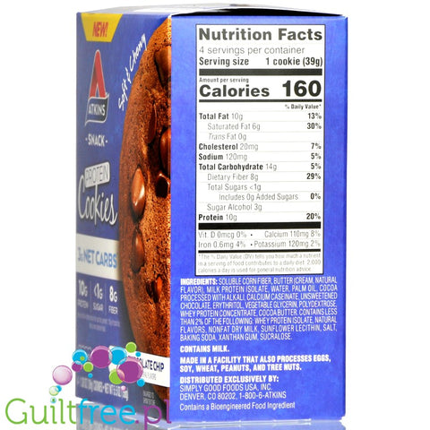 Atkins Nutritionals Snack Protein Cookies, Double Chocolate Chip 4 cookies