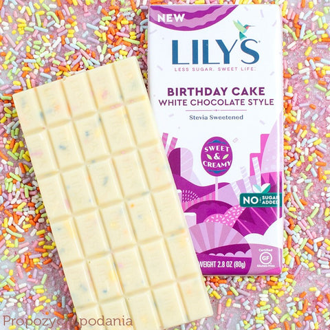 Lily's Sweets No Sugar Added White Chocolate Style Bars, Birthday Cake