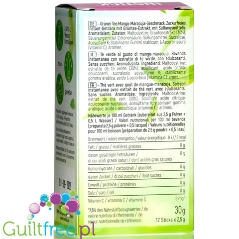 INSTICK Green Tea Mango & Passionfruit sugar free instant drink