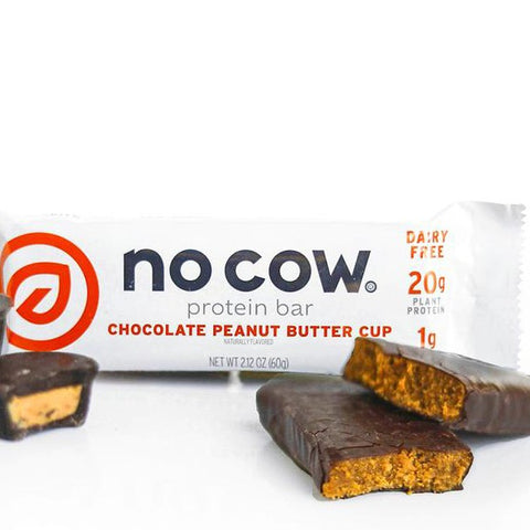 No Cow Chocolate Peanut Butter Cup - vegan keto chocolate dipped protein bar