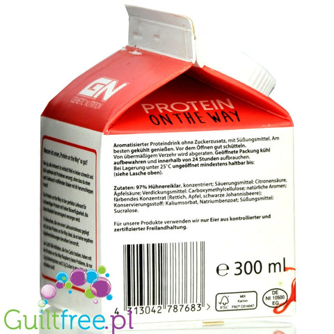 GN Protein On The Way, Raspberry, 30g protein per 140kcal, lactose free egg white protein shake