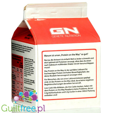 GN Protein On The Way, Raspberry, 30g protein per 140kcal, lactose free egg white protein shake