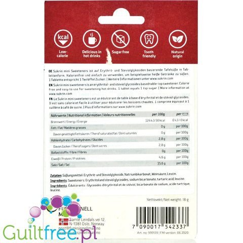 Sukrin mini Sweeteners Erythrit & Stevia Spender 300 tabs, no maltodextrin