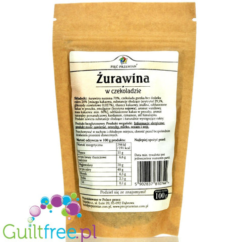 Santini cranberry covered in dark chocolate sweetened with erythritol