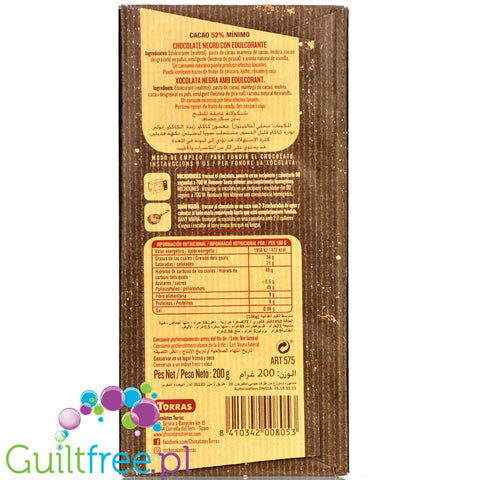 Torras Dark Chocolate, no added sugar block 200g