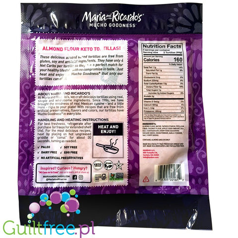 Maria and Ricardo's Almond Flour Keto Tortillas, 'Everything' Seasoning 6 tortillas
