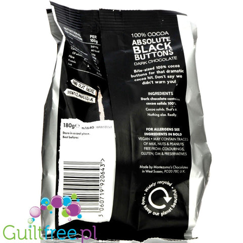 Montezuma's Absolute Black Giant Buttons 100% Cocoa Solids  90G