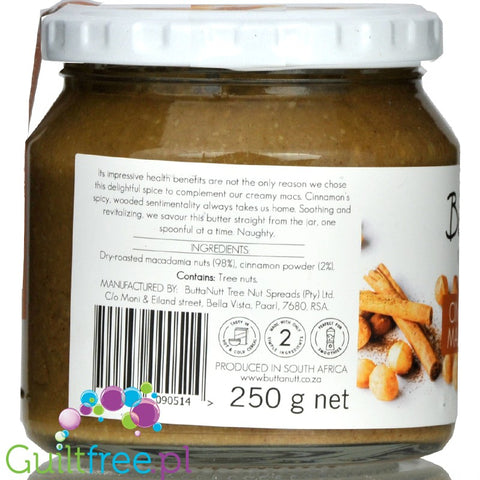 ButtaNut Cinnamon Macadamia 250g - roasted nut butter from RPA