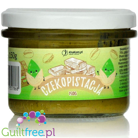Krukam PistachioWhite - spreadable pistachio paste with sugar free white chocolate, no sugar added