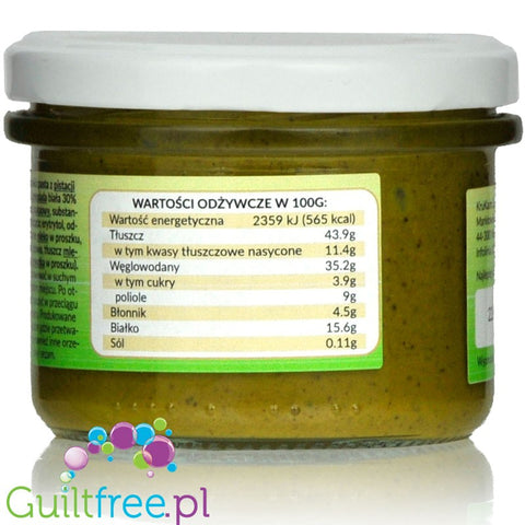 Krukam PistachioWhite - spreadable pistachio paste with sugar free white chocolate, no sugar added