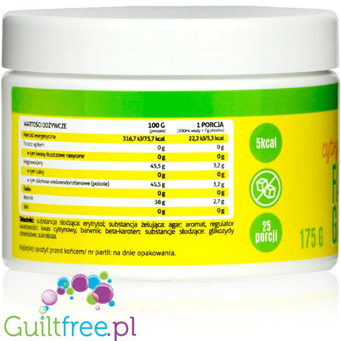 FitRec Fajna Galaretka Vege Lemon, vegan sugar-free jelly, 5kcal per serving