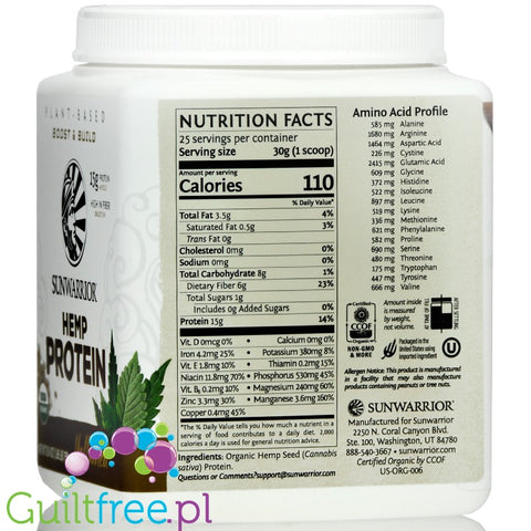 Sunwarrior Hemp Protein - 750 gr - unflavored