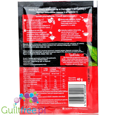 Emix Black Cherry, sugar free jelly dessert (kisel) without sweeteners