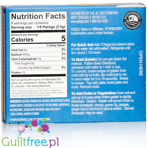 Starburst Sugar Free All Pink Blue Raspberry Gelatin 0.69oz
