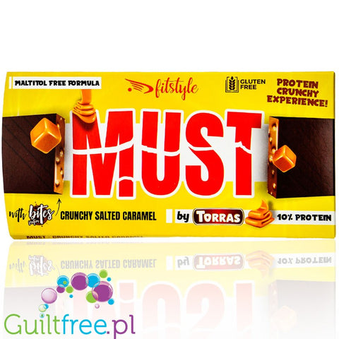 Torras Fitstyle MUST Crunchy Salted Caramel - gluten-free protein chocolate without sugar and maltitol