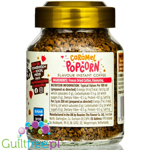 Beanies Caramel Popcorn instant flavored coffee 2kcal pe cup