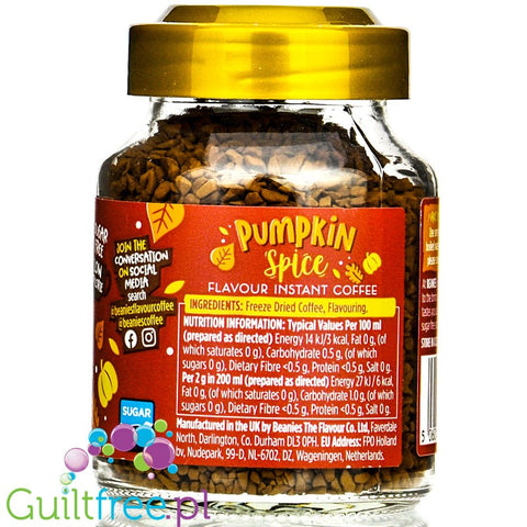 Beanies Pumpkin Spice instant flavored coffee 2kcal pe cup