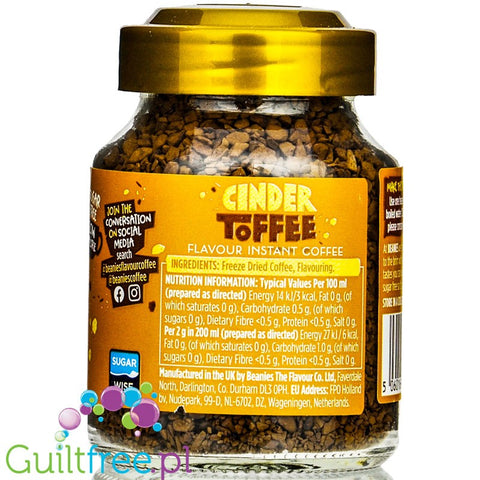 Beanies Cinder Toffee instant flavored coffee 2kcal pe cup