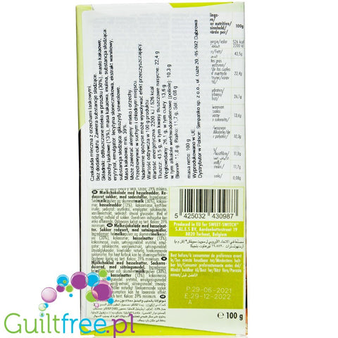 Sweet Switch Milk Chocolate & Hazelnuts, with stevia and no added sugar, 100g