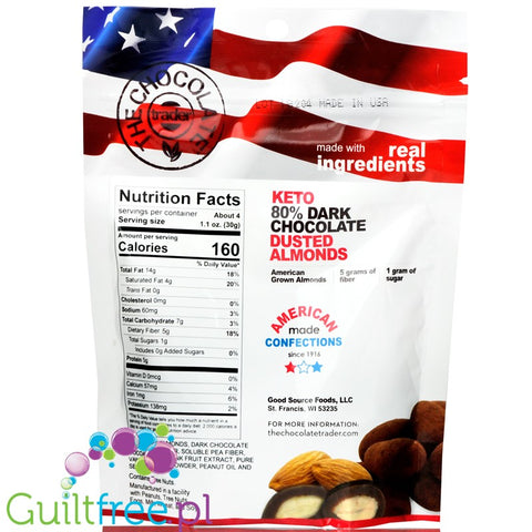 The Chocolate Trader Keto Dusted Almonds, 80% Dark Chocolate