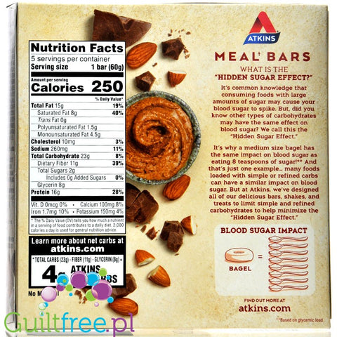 Atkins Meal Chocolate Almond Butter box x 5 bars