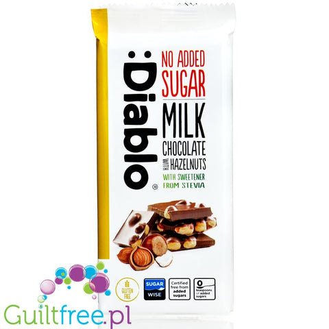 Diablo Milk Chocolate & Hazelnuts - sugar-free milk chocolate with stevia