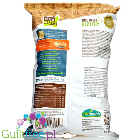 RiceUp thin Hummus  flavored whole-grain thin brown rice chips