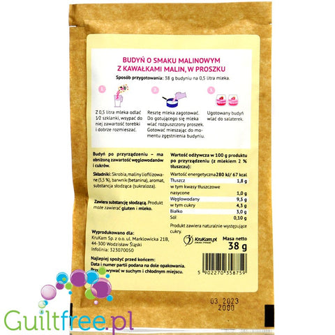 Krukam Pudding Raspberries - sugar free instant dessert mix