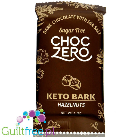 Choc Zero Keto Bark, Dark Chocolate Sea Salt with Hazelnuts