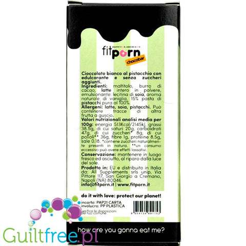 FitPrn Chocobar Cioccolato al Pistacchio no added sugar pistachio white chocolate
