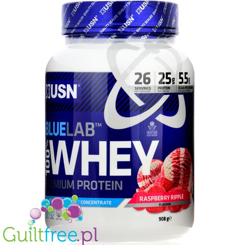 USN Blue Lab Whey Raspberry Ripple 0,9kg  protein powder 34g
