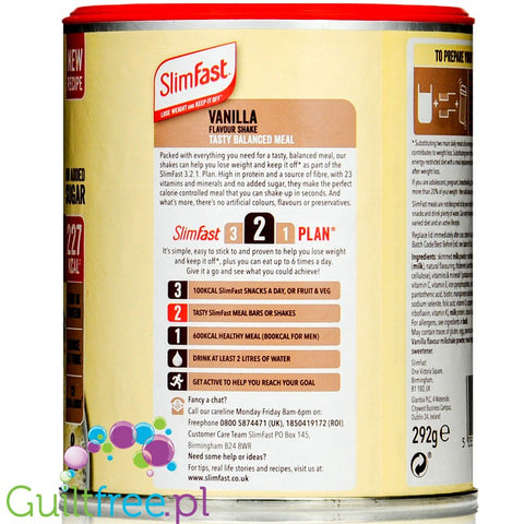 Slimfast Shake Powder Vanilla balanced meal shake with vitamins and minerals