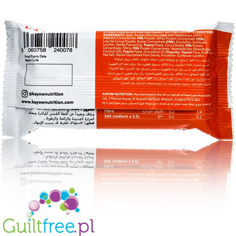 Kayow High Protein Peanut Butter Cups Milk Chocolate 44g