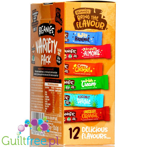 Beanies Variety Pack Stick Sachets instant flavored coffee 2kcal pe cup