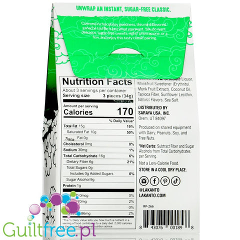 Lakanto Sugar Free Chocolate Truffles, Mint Flavored 3.63 oz