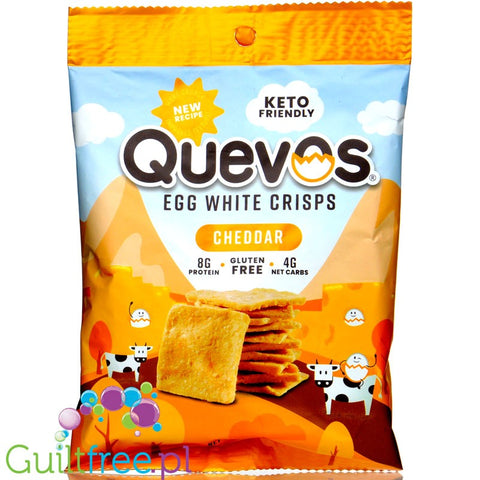 Quevos Keto Friendly Egg White Crisps, Cheddar 1 oz
