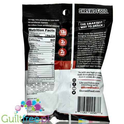Shrewd Food Savory Protein Puffs, Totally Taco, 0.74 oz