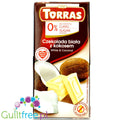 White chocolate with no added sugar, with pieces of coconut