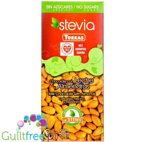 Torras Milk chocolate with almonds, without sugar, sweetened with stevia and erythritol