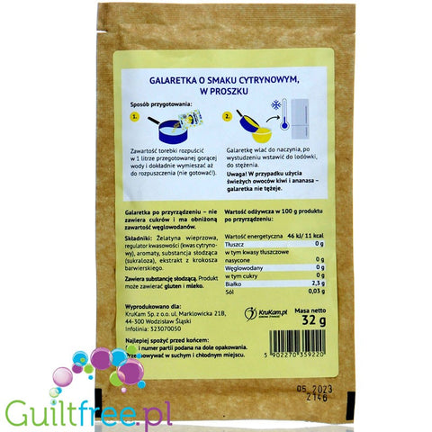 Krukam Lemon, sugar free jelly powder, 5 servings