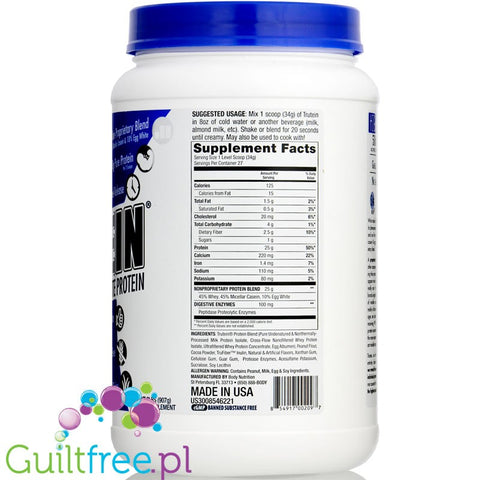 Body Nutrition Trutein Vanilla 2LB Whey, Casein & Egg White protein powder