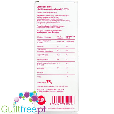 Legal Cakes  White Berry Premium Protein Chocolate 75g